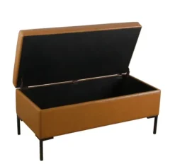 Kirkland's Home Benches & Ottomans-Caramel Vegan Leather Storage Bench