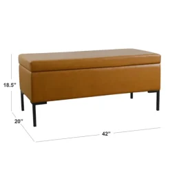 Kirkland's Home Benches & Ottomans-Caramel Vegan Leather Storage Bench