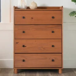 Kirkland's Home Dressers & Chests-Caramel Wooden 4-Drawer Dresser