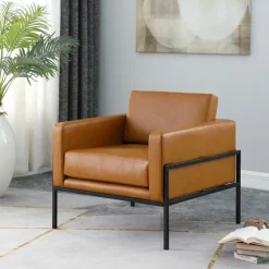 Kirkland's Home Accent Chairs-Carmel Vegan Leather Club Accent Chair