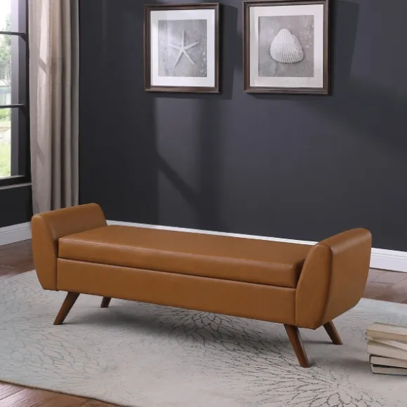 Kirkland's Home Benches & Ottomans-Carmel Vegan Leather Storage Bench