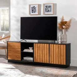 Kirkland's Home Tv Stands & Media Consoles-Carmel Wood Grooved Doors Tv Stand