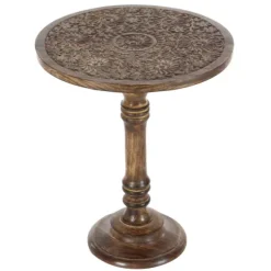 Kirkland's Home Accent & End Tables-Carved Mandala Mango Wood Accent Table