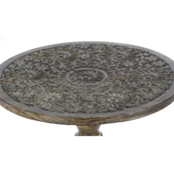 Kirkland's Home Accent & End Tables-Carved Mandala Mango Wood Accent Table