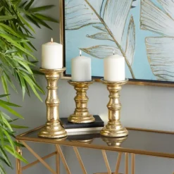 Kirkland's Home Candle Holders-Carved Mango Wood Candle Holders, Set Of 3