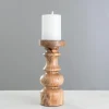 Kirkland's Home Candle Holders-Carved Natural Mango Wood Candle Holder, 10 In.