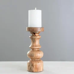 Kirkland's Home Candle Holders-Carved Natural Mango Wood Candle Holder, 10 In.