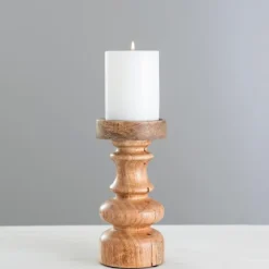 Kirkland's Home Candle Holders-Carved Natural Mango Wood Candle Holder, 8 In.