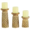 Kirkland's Home Candle Holders-Carved Triangles Wood Candle Holders, Set Of 3