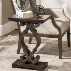 Kirkland's Home Accent & End Tables-Carved Wood Decorative Accent Table
