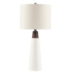 Kirkland's Home Table Lamps-Ceramic And Wood Cone Table Lamp