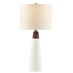 Kirkland's Home Table Lamps-Ceramic And Wood Cone Table Lamp