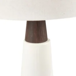 Kirkland's Home Table Lamps-Ceramic And Wood Cone Table Lamp