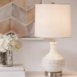 Kirkland's Home Table Lamps-Ceramic Embossed Table Lamp