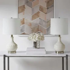 Kirkland's Home Table Lamps-Ceramic Embossed Table Lamp
