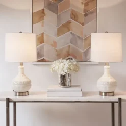 Kirkland's Home Table Lamps-Ceramic Embossed Table Lamp
