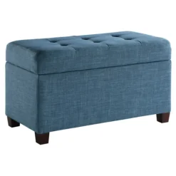 Kirkland's Home Benches & Ottomans-Cerulean Tufted Upholstered Storage Ottoman