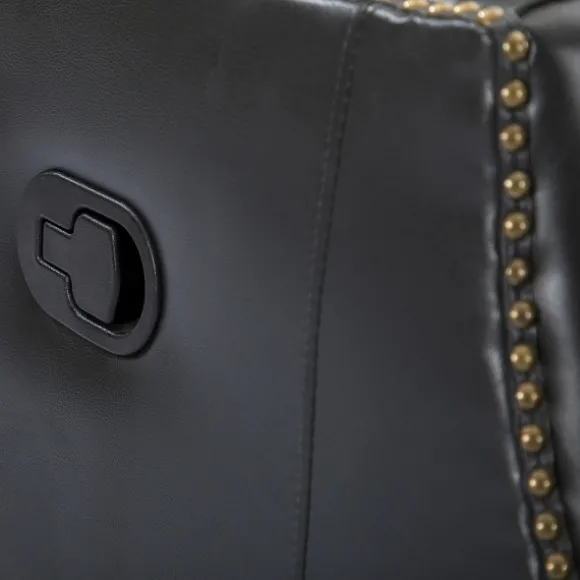 Kirkland's Home Accent Chairs-Charcoal Genuine Leather Swivel Recliner