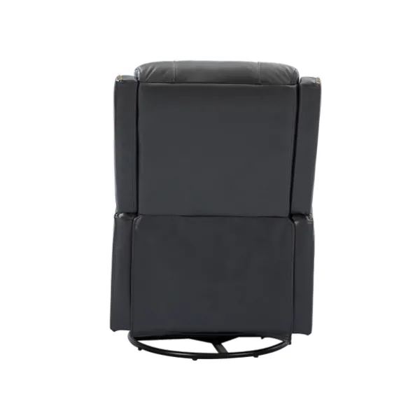 Kirkland's Home Accent Chairs-Charcoal Genuine Leather Swivel Recliner