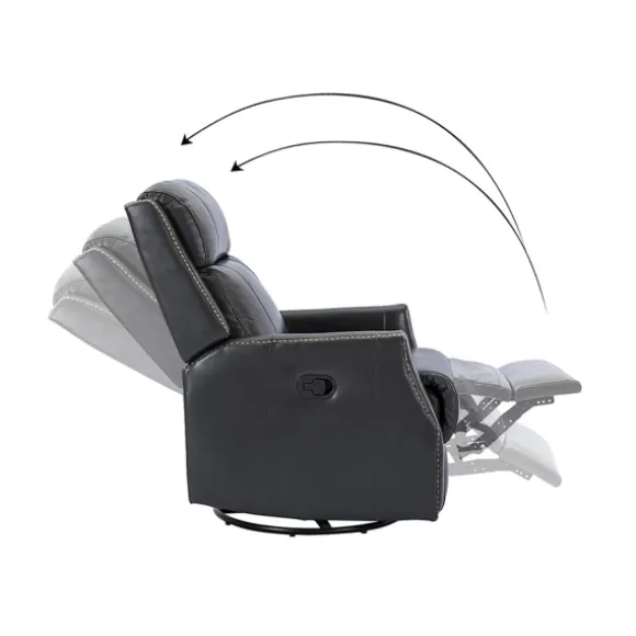 Kirkland's Home Accent Chairs-Charcoal Genuine Leather Swivel Recliner