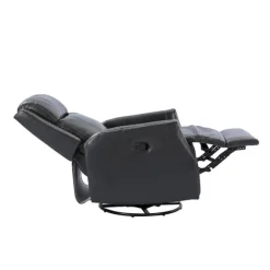 Kirkland's Home Accent Chairs-Charcoal Genuine Leather Swivel Recliner