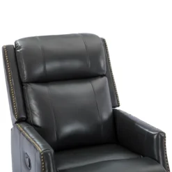 Kirkland's Home Accent Chairs-Charcoal Genuine Leather Swivel Recliner