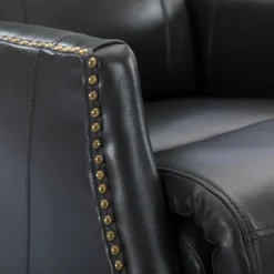 Kirkland's Home Accent Chairs-Charcoal Genuine Leather Swivel Recliner