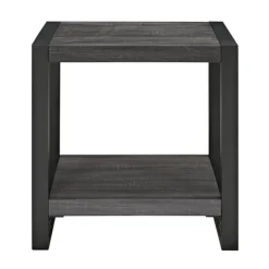 Kirkland's Home Accent & End Tables-Charcoal Industrial Metal And Wood Accent Table