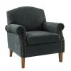 Kirkland's Home Accent Chairs-Charcoal Nailhead Trim Armchair