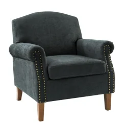 Kirkland's Home Accent Chairs-Charcoal Nailhead Trim Armchair