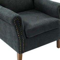 Kirkland's Home Accent Chairs-Charcoal Nailhead Trim Armchair