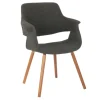 Kirkland's Home Accent Chairs-Charcoal Open Back Midcentury Accent Chair