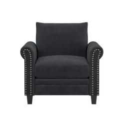 Kirkland's Home Accent Chairs-Charcoal Rolled Arms Upholstered Accent Chair