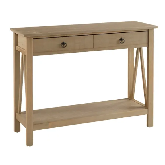 Kirkland's Home Console Tables-Charleston Rustic Gray Console Table With Shelf