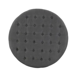 Kirkland's Home Benches & Ottomans-Charlotte Tufted Round Charcoal Ottoman