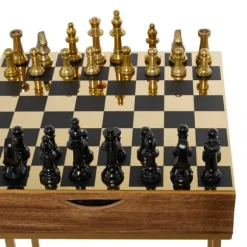 Kirkland's Home Accent & End Tables-Chess Top Wood C-Frame Accent Table