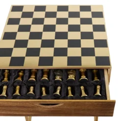 Kirkland's Home Accent & End Tables-Chess Top Wood C-Frame Accent Table