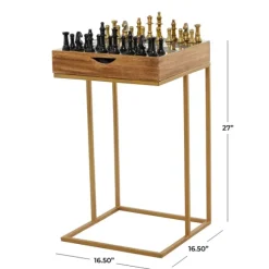 Kirkland's Home Accent & End Tables-Chess Top Wood C-Frame Accent Table