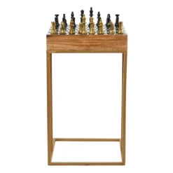 Kirkland's Home Accent & End Tables-Chess Top Wood C-Frame Accent Table