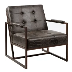 Kirkland's Home Accent Chairs-Chocolate Walden Faux Leather Accent Chair