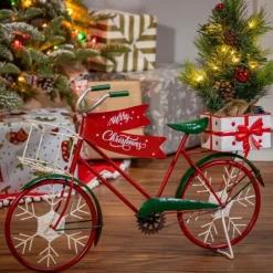 Kirkland's Home Statues & Figurines-Christmas Bicycle With Pre-Lit Tree