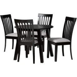 Kirkland's Home Dining Sets-Classic Black Round Wood 5-Pc. Dining Set