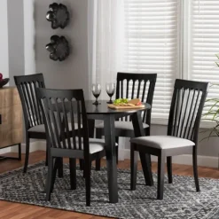 Kirkland's Home Dining Sets-Classic Black Round Wood 5-Pc. Dining Set