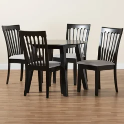 Kirkland's Home Dining Sets-Classic Black Round Wood 5-Pc. Dining Set