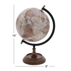 Kirkland's Home Statues & Figurines-Classic Ivory Mango Wood Base Globe