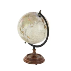 Kirkland's Home Statues & Figurines-Classic Ivory Mango Wood Base Globe