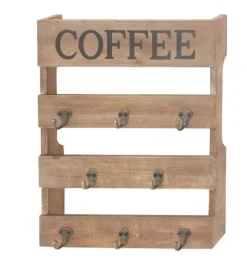 Kirkland's Home Hooks-Coffee Metal And Wood Plank Wall Hooks