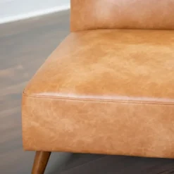 Kirkland's Home Accent Chairs-Cognac Faux Leather Accent Chair