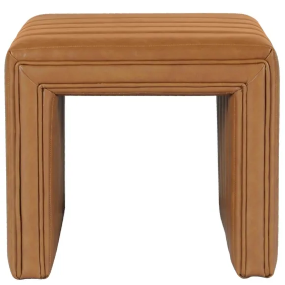 Kirkland's Home Benches & Ottomans-Cognac Leather Arch Ottoman