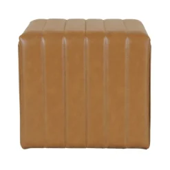 Kirkland's Home Benches & Ottomans-Cognac Leather Arch Ottoman